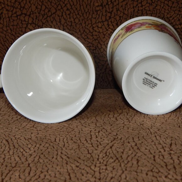 GRACE TEAWARE Fine Porcelain Roses Gold Trim Footed Tea Coffee 2 Set Cup 9oz NEW - Picture 4 of 4